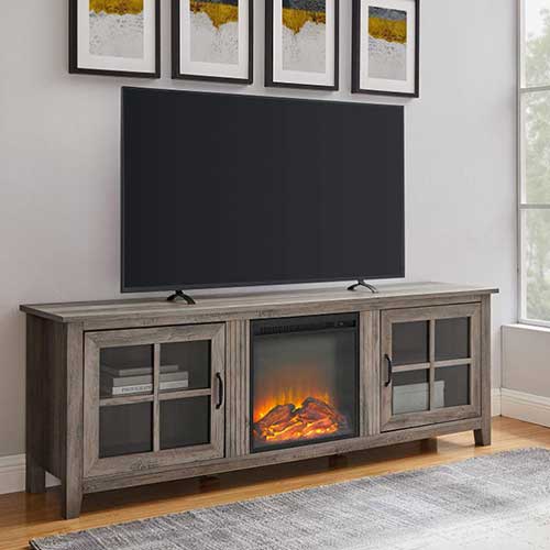 walker edison 4 shelf tv stand with fireplace