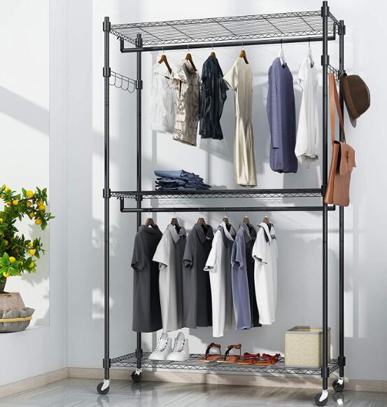double hanging closet with wheels