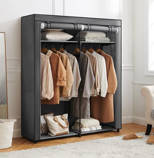 portable wardrobe with 2 hanging rods