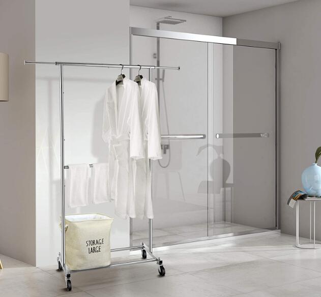 rolling double rod clothing rack