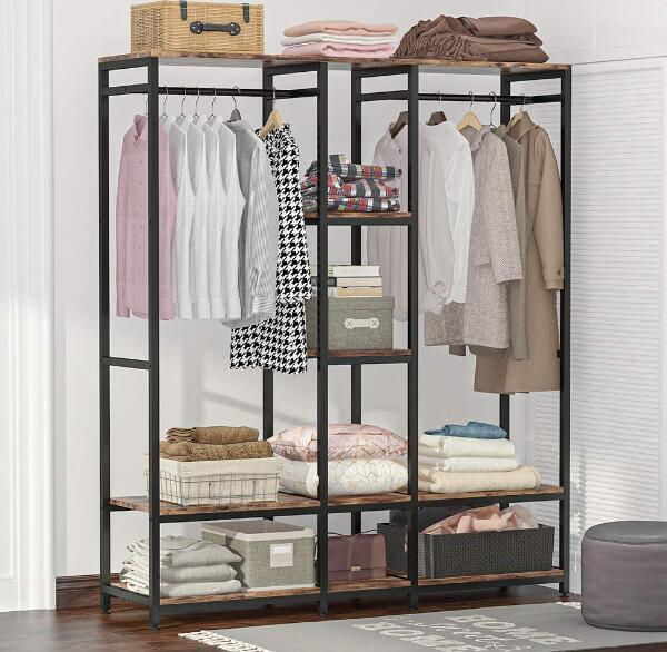 Tribesigns extra large double hanging wardrobe closet with shelving