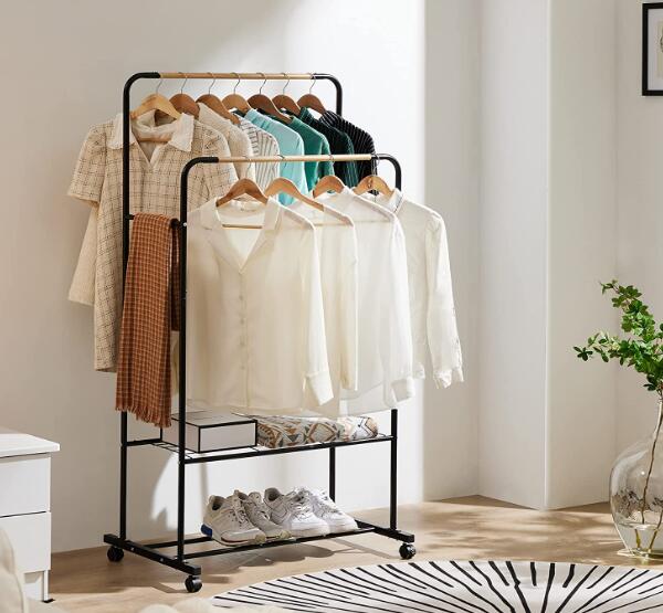 double hanging closet with wheels
