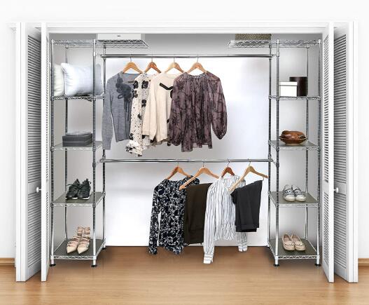 reach in closet with 2 hanging space