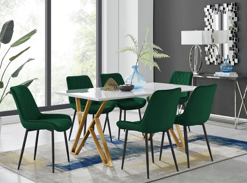 green and gold dining set