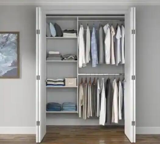 Closet Evolution white closet with double hanging rails