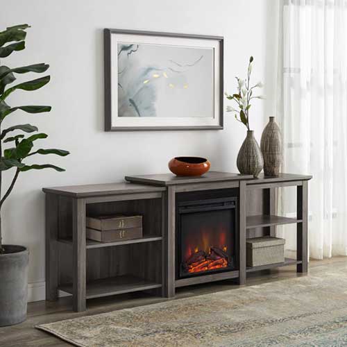 millwood opening 4 shelf tv stand with fireplace