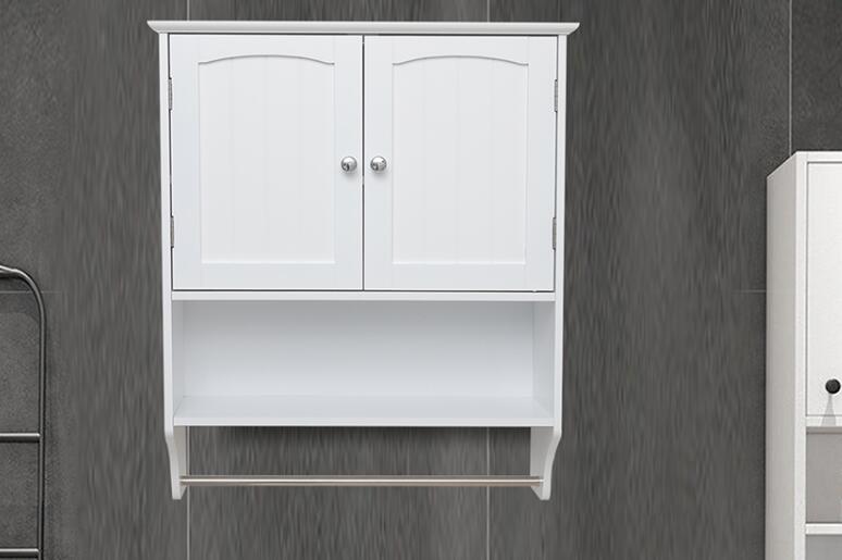 elegant white cabinet with clothes hanging tube