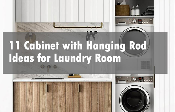 laundry room cabinets and hanging rod ideas